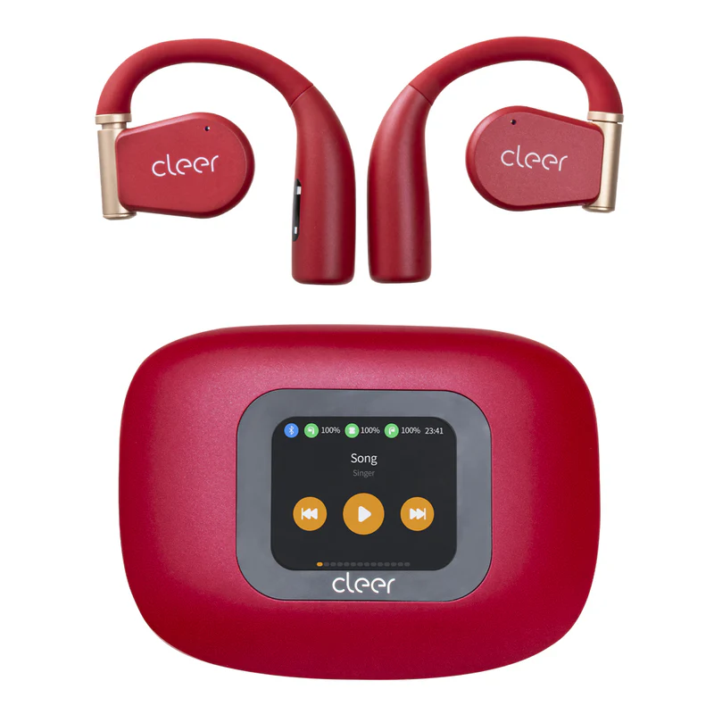 Audifonos Cleer ARC 3 Sport-Pro Open-Ear: Hi-Res, IPX7, 50h Batería, Estuche Smart UV rojo