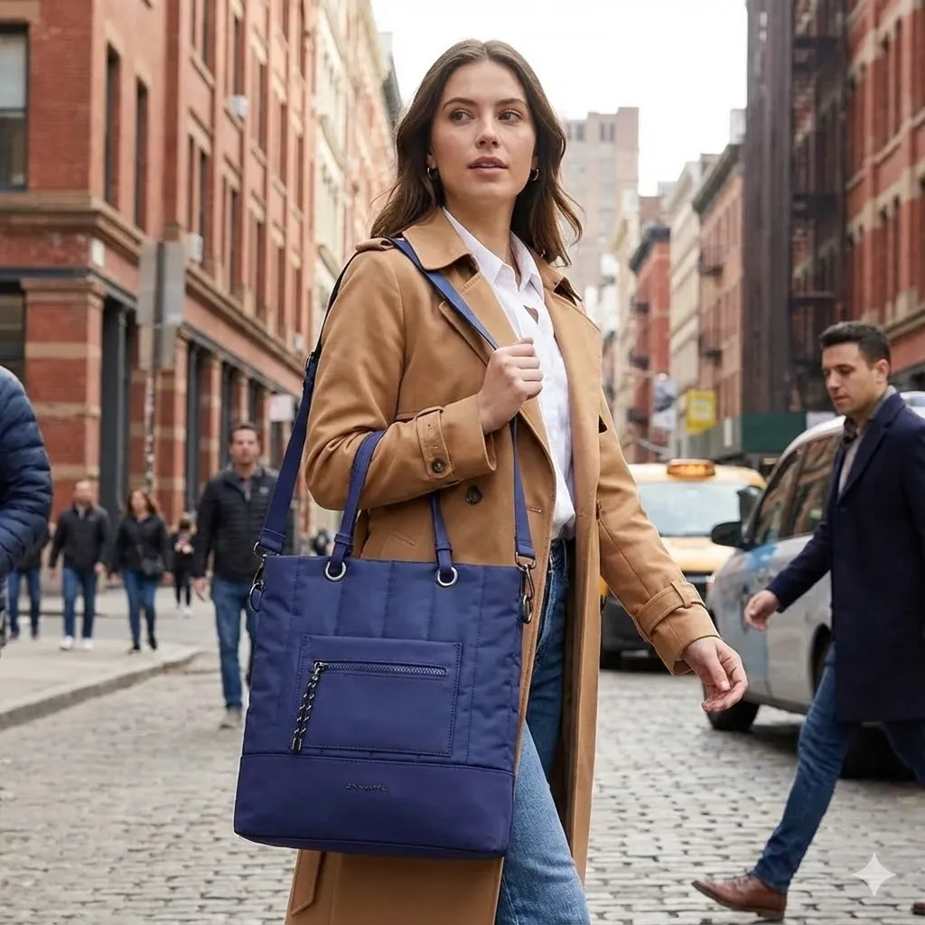 Bolsa CoolCapital Tote Bag Fuji: Laptop 14", Resistente y Ajustable, Azul